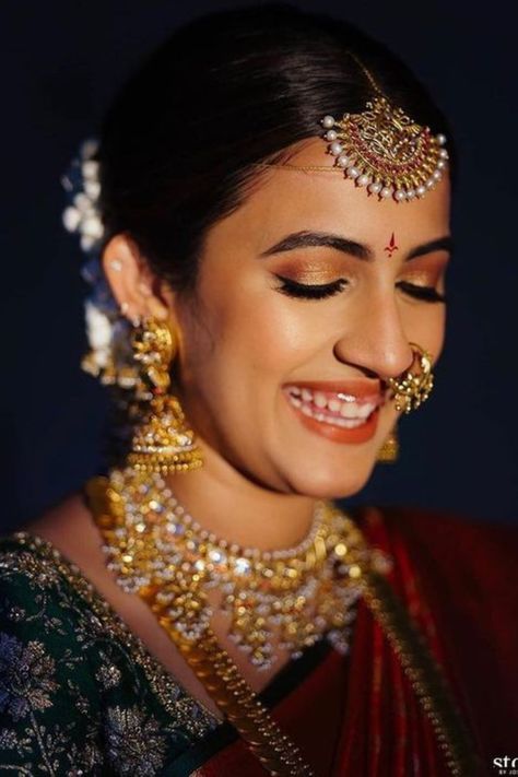 Find the best bridal makeup artists in your budget & desired city with contact information, portfolio & trusted reviews at Weddingbazaar - Trusted Wedding Services for Every Indian Wedding! #southindianwedding #southindianbride #southindianbridemakeup #southindianbridemakeuplook #southindianbridemakeover Telugu Bridal Look, Bride Eye Makeup, South Indian Bridal Makeup, Airbrush Bridal Makeup, South Indian Hairstyle, Baby Shower Makeup, South Indian Makeup, Simple Bridal Makeup, Makeup Looks Wedding