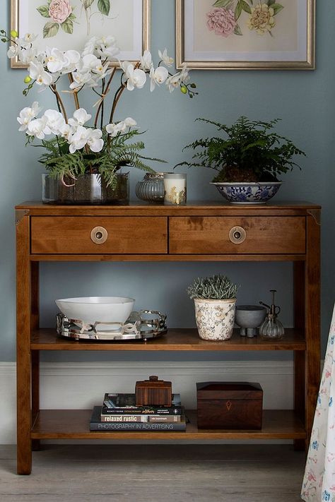 Long Narrow Hallway Decorating, Console Table Behind Sofa, Entrance Console Table, Half Moon Table, Oak Sofa, Drawer Console Table, Narrow Hallway Decorating, Drawer Console, Campaign Furniture