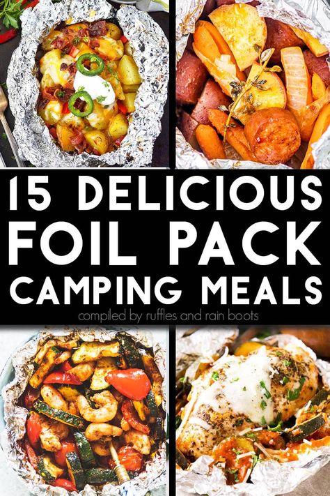 Campervan Recipes, Camper Recipes, Shrimp Foil Packets, Foil Packet Recipes, Easiest Meals, Campfire Recipes, Foil Pack Dinners, Foil Packet Dinners, Foil Pack Meals