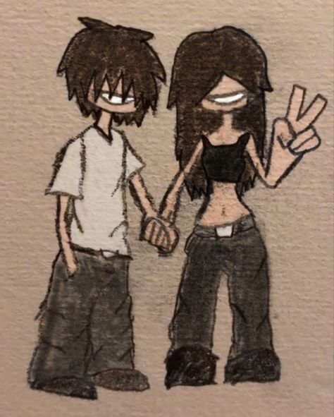 Grunge Love Drawings, Alt Couple Drawing, How To Draw Graffiti Characters, Graffiti Drawing Characters, Cute Emo Drawings, Drain Drawing, Emo Draw Sketches, Emo Drawing Ideas Easy, Gang Drawings