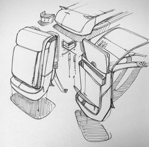 Bag Design Illustration, Backpack Doodle, Product Sketches, Sketching Inspiration, Product Sketch, Bag Illustration, Drawing Bag, Line Sketch, Industrial Design Sketch