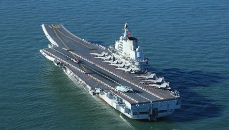 Six-month-long upgrade may have included installation of electromagnetic launching pads Chinese Navy, Look Up In The Sky, Navy Carriers, Aviation Technology, People's Liberation Army, Navy Aircraft Carrier, Arms Race, New Aircraft, Aircraft Carriers