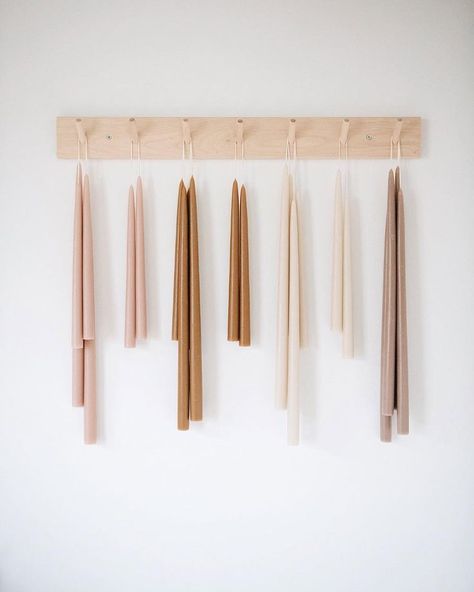 hand-dipped candles on peg rail | Love the neutral colours #kitchenideas Color Palette For Home, Dipped Candles, Candles Natural, Hand Dipped Candles, Brooms And Brushes, Décor Diy, Wedding Candles, Tidy Up, Taper Candles