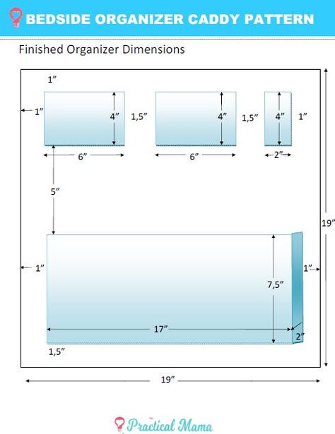Step by step instructions to sew your own bedside organizer caddy and free printable pattern with dimensions. Cot Organiser Sewing Pattern, Hospital Bed Rail Caddy Diy, Bed Caddy Pattern Free, Bed Pockets, Diy Bedside, Caddy Diy, Bed Caddy, Bedside Pocket, Bed Organiser