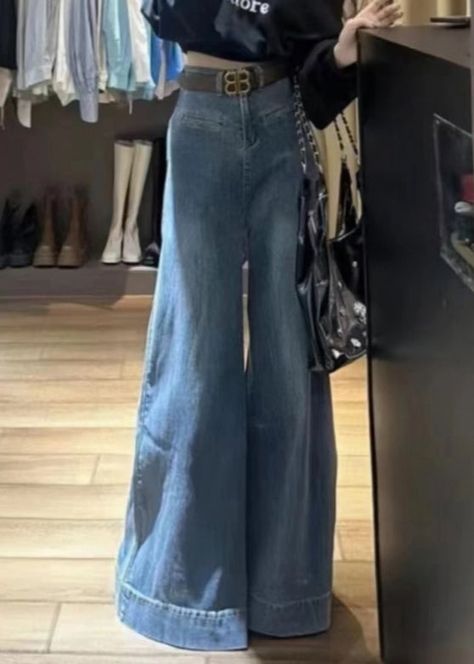 Diy Shawl, Denim Wide Leg Pants, Denim Wide Leg, High Waist Denim, Modern Blue, Fall Fabric, Pantalon Large, Wide Leg Denim, High Waisted Denim