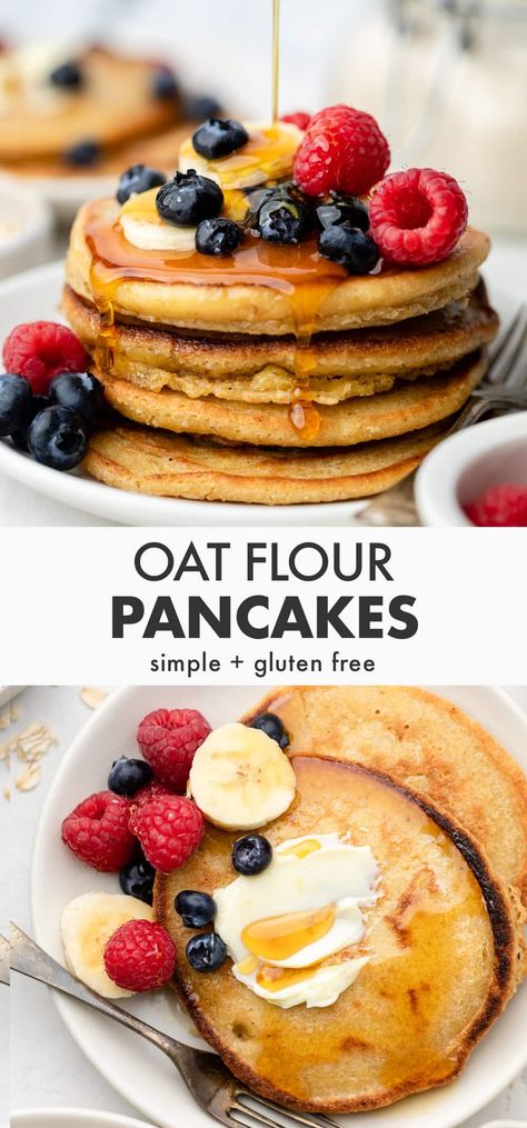 Oatmeal Flour Pancakes, Mindful Recipes, Picky Eaters Breakfast, Oat Flour Pancakes, Oatmeal Flour, Oat Flour Recipes, Oats Recipes Breakfast, Easy Breakfasts, Almond Flour Pancakes