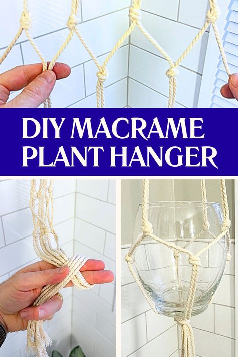 Easy Macrame Plant Hanger: Step-by-Step With Photos Diy Indoor Plant Hanger, Macrame Terrarium Hanger, Easy Macrame Plant Hanger, Diy Easy Macrame, Diy Macrame Plant Hanger Easy, Plant Holder Diy, Diy Macrame Plant Hanger Tutorials, Rope Plant Hanger, Diy Hanging Planter