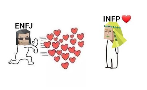 Infp And Enfp Love, Enfj X Infp Relationship, Infp Enfj Relationship Memes, Enfj Infp Relationship, Infj Enfj Relationship, Infp Love, Enfj X Infp, Enfj Infp, Infp Entp