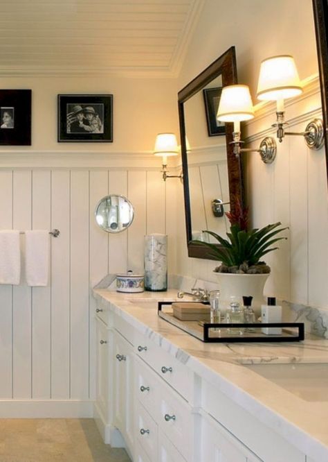 awesome 39 Amazing Coastal Retreat Bathroom Inspiration https://matchness.com/2017/12/22/39-amazing-coastal-retreat-bathroom-inspiration/ Bathroom Beadboard, Makeover Kamar Mandi, Beadboard Bathroom, Wainscoting Bathroom, Primitive Bathrooms, House Redo, Modern Bathroom Remodel, Bad Inspiration, Basement Bathroom