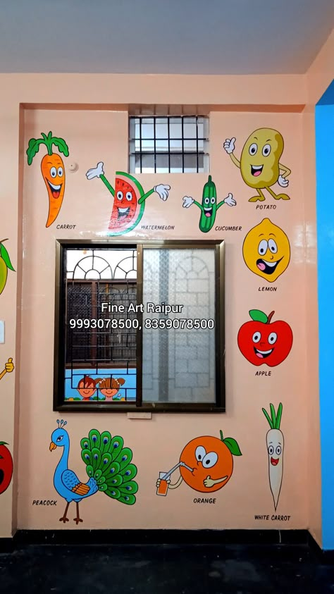 Fine Art Raipur contact for preschool wall painting 9993078500, 8359078500 Wall Painting For Nursery School, Kg Classroom Wall Painting, Lkg Class Wall Painting, Nursery Class Wall Decoration Ideas, Wall Drawing Ideas For School, Wall Painting For Preschool, Educational Wall Painting For School, Kindergarten Wall Painting Ideas, Wall Painting School Art Ideas