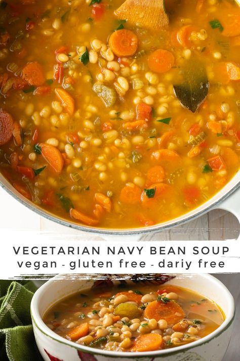 Ham And Navy Bean Soup, Bean Soup Vegan, Senate Bean Soup, Ham Bone Soup, Bean And Vegetable Soup, Navy Bean Soup, White Bean Soup Recipes, Bone Soup, Bean Soup Recipe