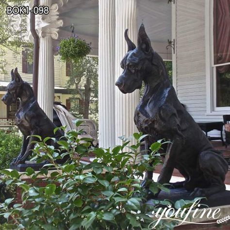 Bronze Dog Statues for Front Porch Factory Supply BOK1-098 Biggest Great Dane, Dog Statues, Bronze Sculpture Animal, Statues For Sale, Great Dane Puppy, Guard Dog, Great Dane Dogs, Sculptures For Sale, Dog Sculpture