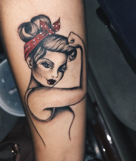 Traditional Tattoo Pin Up, Girl Power Tattoo, Catrina Tattoo, Pin Up Girl Tattoo, Tattoo Diy, Power Tattoo, Disney Tattoo, Pin Up Tattoos, Girl Tattoo