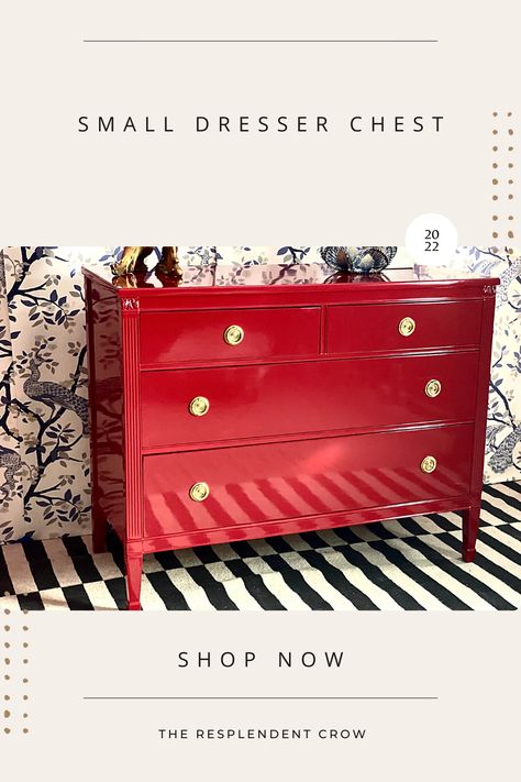 Red Painted Furniture, Red Dresser, Small Bedroom Interior, Red Furniture, Small Dresser, Bedroom Sideboard, Wardrobe Furniture, Set Of Drawers, Add To Cart