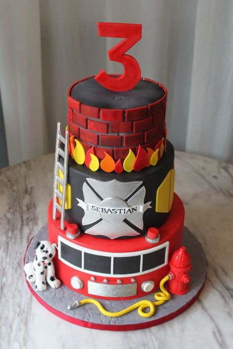 Firefighter Cake Ideas, Firefighter Birthday Cakes, Firefighter Cake, Fire Engine Cake, Fireman Sam Cake, Firefighter Birthday Party, Fire Fighter Cake, Fireman Cake, Fire Cake