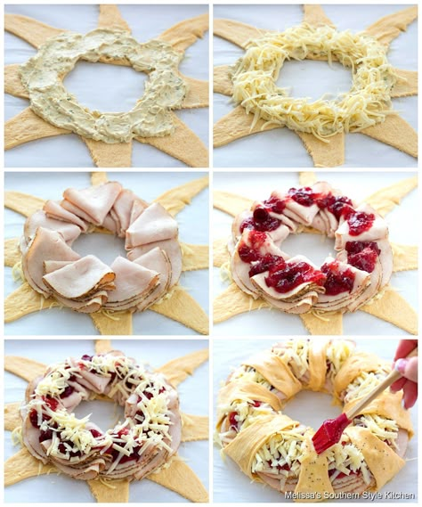 Turkey Crescent Ring, Crescent Roll Ring Recipes, Crescent Ring Recipes, Star Snacks, Turkey Cranberry, Appetizers Christmas, Crescent Recipes, Crescent Ring, Thanksgiving Menu Ideas