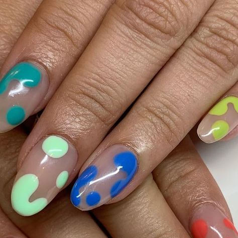 @1.800.nailme Blob Nail Art, Blob Nails, Drip Nail Art, Color For Nails, Drip Nails, Nails Inspiration, Acrylic Nails, Manicure, Nail Designs