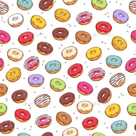 Surface Design Fabric, Pattern Doodle, Colorful Donuts, Cute Donuts, Food Wallpaper, Doodle Sketch, Tumblr Wallpaper, Kawaii Wallpaper, Cute Wallpaper Backgrounds