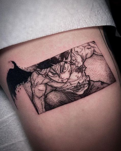 Anime tattoos by James Tran on Instagram: "Are you all caught up on Black Clover? The end is near! Needles by @emalla.official" Anime Tattoos Block, Black Clover Tattoo Design, Asta Tattoo, Black Clover Tattoo Ideas, Anime Tattoos For Men, Black Clover Tattoo, Anime Sleeve, Simple Line Tattoo, Simple Arm Tattoos