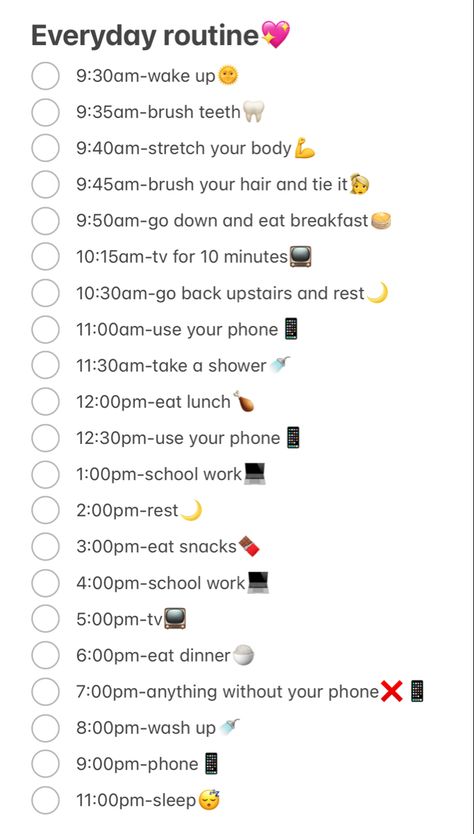 Try this routine for a healtier life☺️ Simple Schedule Ideas, Life Routine Daily, Everyday Routine Aesthetic, Everyday Morning Routine, Everyday Schedule Daily Routines, Routine Ideas Daily, Productive Summer Morning Routine, Mornight Routine Ideas, Daily To Do List Ideas Things To Do