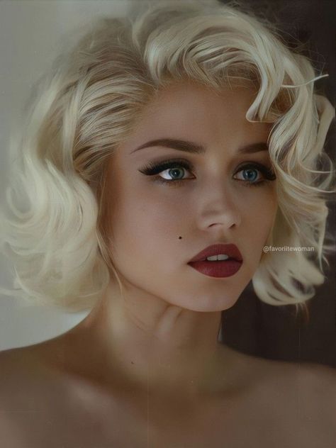 Hangodango on tiktok Vintage Short Hair, Marilyn Monroe Hair, Blonde Hair And Blue Eyes, 50s Hairstyles, Short Blonde, Short Blonde Hair, Vintage Hairstyles, Trendy Hairstyles, Prom Hair