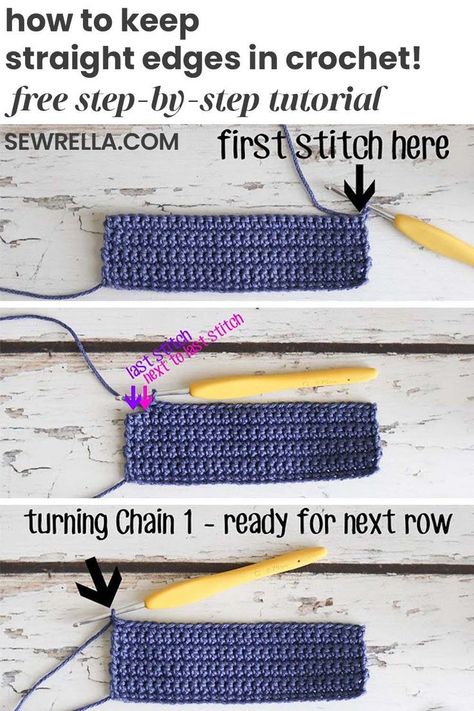 Crochet Edges, Crochet Hack, Crochet Geek, Crochet Tips, Crochet Bebe, Crochet Stitches For Beginners, Straight Edges, Crochet Stitches Tutorial, Crochet Instructions