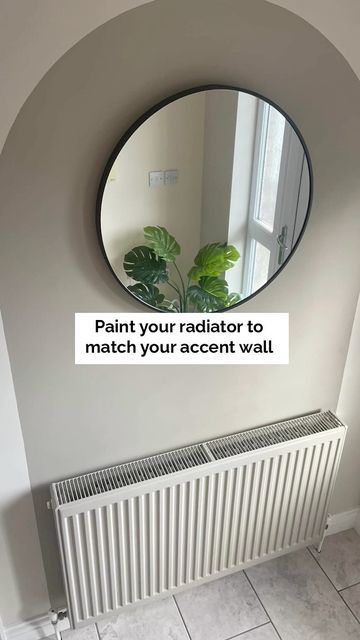 Painted Radiator Same As Wall, Taupe Hallway, Painting Radiators, Dado Rail Hallway, Chalk Wall Paint, Painted Radiator, Simple Paint, Frenchic Paint, Radiators Modern