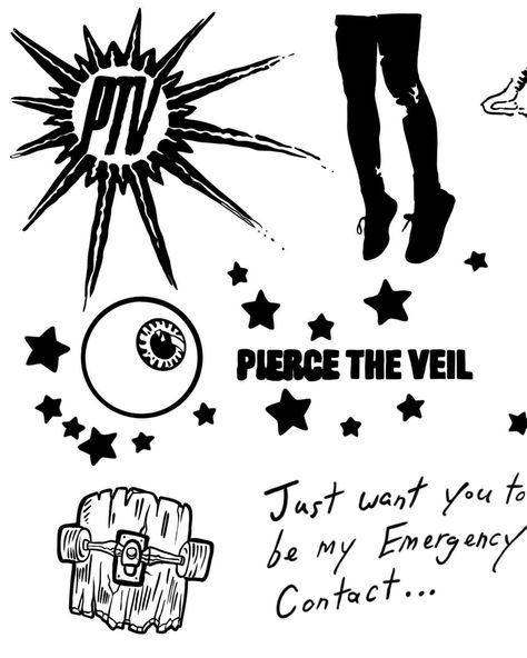 Pierce The Veil Tattoo Ideas, Ptv Tattoo Ideas, Pierce The Veil Outfit Ideas, Pierce The Veil Drawings, Pierce The Veil Tattoos Ideas, Ptv Poster, The Used Tattoo, Ptv Logo, Pierce The Veil Art