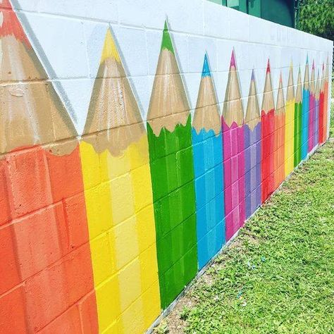 Kindergarten Mural Ideas, Preschool Painting Ideas, Art Room Mural, Painting Ideas For School, School Mural Ideas, Murals School, Playground Mural, Easy Wall Painting Ideas, Easy Wall Painting