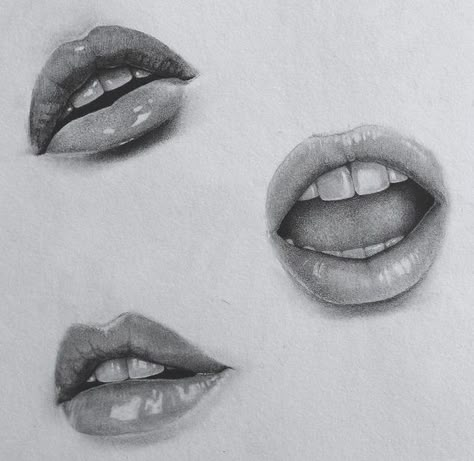 Lips Open Drawing, Open Mouth Teeth Drawing, Slightly Open Mouth Reference, Teeth Drawing Reference Realistic, Lips Tongue Drawing, How To Draw A Smile With Teeth Sketch, Mouth Pencil Drawing, Lips Study Drawing, Lip Study Drawing