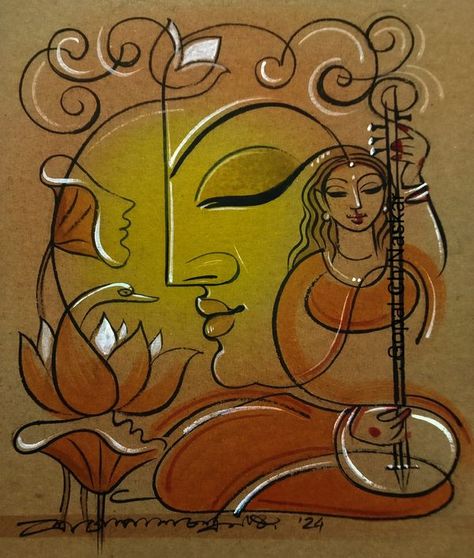 Gopal Naskar Gopal Naskar Painting, Easy Minimalist Painting, Finger Tricks, Water Colouring, Art Krishna, Pebbles Art, Buddha Painting Canvas, Cloth Painting, Canvas Art Painting Abstract