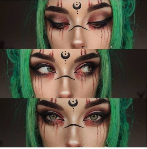 Halloween Makeup Witch, Fantasy Make-up, Halloween Make-up Looks, Halloweenský Makeup, Mekap Mata, Witch Makeup, Halloween Makeup Inspiration, Smink Inspiration, Makijaż Smokey Eye