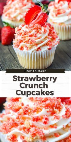 Summery Cupcake Ideas, Best Homemade Dessert Recipes, Chocolate Crunch Cupcakes, Fun Birthday Dessert Ideas, Strawberry Chocolate Cupcakes, Easy Sharable Dessert, Summer Cupcakes Flavors, Baking Buissnes Ideas, Pink Dessert Recipes