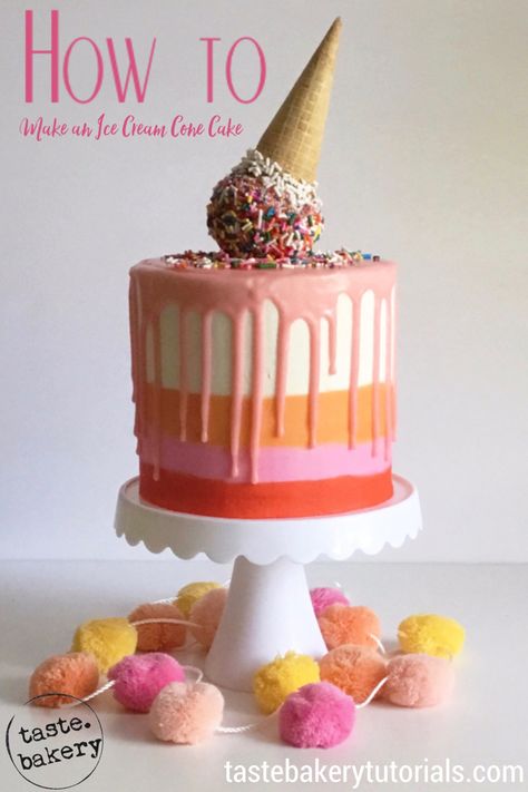 Cake Inside Ice Cream Cones, Ice Cream Drip Cake Birthday, Ice Cream Melting Cake, Ice Cream Cone Cake Design, Melting Ice Cream Cone Cake, Winter Ice Cream Party, Ice Cream Cone Drip Cake, Birthday Cake With Ice Cream Cone On Top, Upside Down Ice Cream Cone Cake