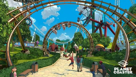 Theme Park Planning, Roller Coaster Tycoon, Theme Park Map, Rollercoaster Tycoon, Park Games, Planet Coaster, Dreams And Nightmares, Planets Art, Planet Fitness Workout