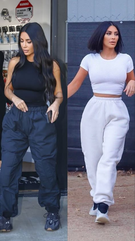 Kim K Lounge Outfits, Kardashian Outfit Inspiration, Cosy Outfits Summer, Kim K Jogger Outfit, Kim Kardashian Basic Outfit, Kim Kardashian Sport Outfits, Kim K Inspired Outfits, Kim K Athleisure Outfits, Kim Kardashian Inspired Outfits