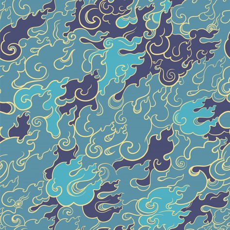 Korean Painting, Water Patterns, Fire Designs, Art Japonais, Japanese Patterns, Abstract Nature, Japanese Design, Vector Pattern, Background Patterns