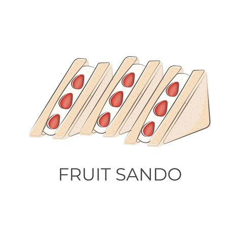 Fruit Sando, Fruit Sandwich, Food Vector, Bread Cheese, Toast Bread, Bread Toast, Illustration Logo, Cheese Bread, Japanese Food