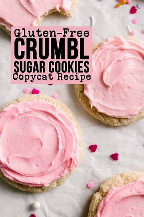 Flavored Buttercream Frosting, Crumbl Sugar Cookies, Flavored Buttercream, Crumbl Cookie Recipe, Gf Treats, Gluten Free Sugar Cookies, Gluten Free Cookie, Gf Cookies, Easy Gluten Free Desserts