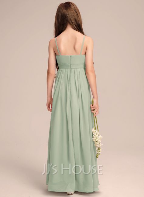 A-Line Scoop Neck Floor-Length Chiffon Junior Bridesmaid Dress With Cascading Ruffles (009260840) - JJ's House Bridesmaid Dresses Spring, Spring Bridesmaid Dresses, Bridesmaid Dresses Floor Length, Junior Bridesmaid Dress, Dresses Chiffon, Green Bridesmaid Dresses, Junior Bridesmaid Dresses, Chiffon Ruffle, Junior Bridesmaid