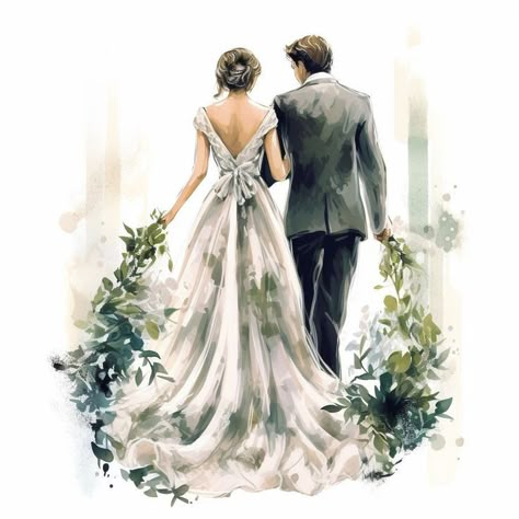 Bride And Groom Painting, Wedding Couple Clipart, Wedding Artwork, Couple Clipart, Decorate Notebooks, Personalized Greeting Cards, Victorian Wedding, Aprons For Men, Wonderful Picture