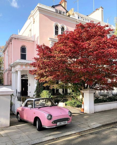 Figaro Car, Nissan Figaro, Pink Lifestyle, Girly Car, Pink Car, Pink Themes, Pretty Cars, Pink Houses, Barbie Dream House