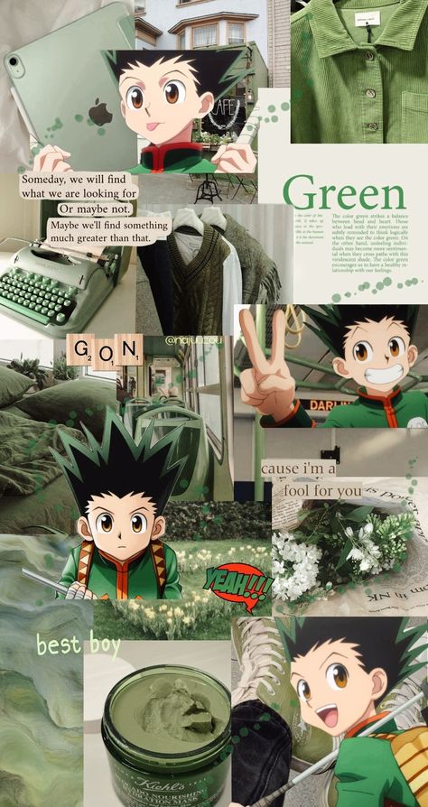 Adult Gon, Gon Wallpaper, Wallpaper Green, Head And Heart, Hunter X Hunter, Green Colors, Wallpapers, Zelda Characters, Green