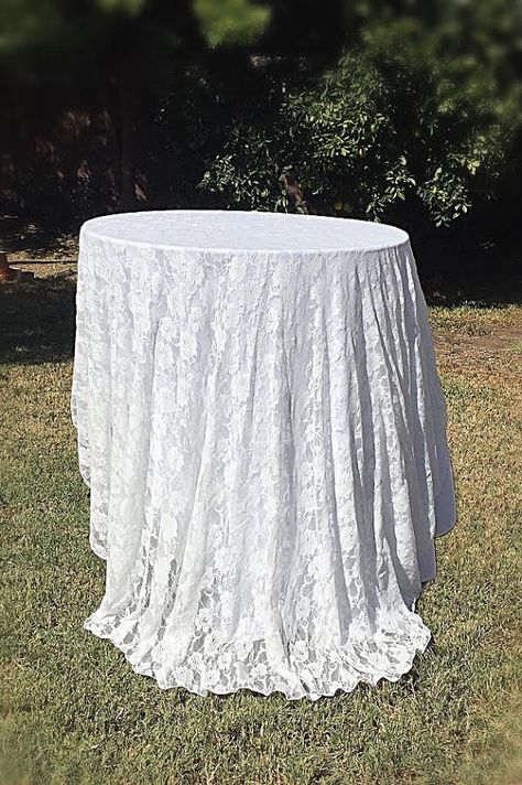 Lace Wedding Decor, Lace Tablecloth Wedding, Table Cloth Wedding, White Cocktail Tables, Wedding Table Setup, Lace Table Runner, Wedding Table Linens, Wedding Tablecloths, Table Overlays