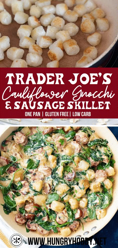 Cauliflower Gnocchi Sausage, Tj Cauliflower Gnocchi Recipe, What To Eat With Gnocchi Dishes, Cauliflower Gnocchi Trader Joes Recipes, Chicken Sausage Cauliflower Gnocchi, Gnocchi Sausage Spinach, Cauliflower Knocci Recipes Trader Joes, Trader Joe’s Casserole, Trader Joe’s Paleo