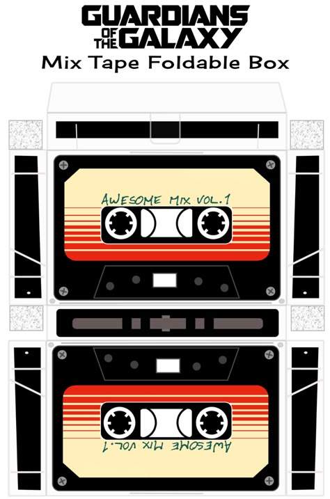 https://www.getawaytoday.com/blogs/2017-04-25/guardians-of-the-galaxy-cassette-with-free-printab Cassette Template Free Printable, Paper Mixtape Template, Music Party Food, Guardians Of The Galaxy Cassette, Cassette Template, Stary Papier, Trendy Music, Diy Music, Anniversaire Harry Potter