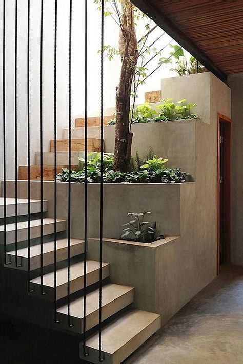 Concrete Staircase, Escalier Design, Staircase Decor, Outdoor Stairs, Home Stairs Design, Modern Garden Design, Modern Stairs, Interior Stairs, Modern Staircase