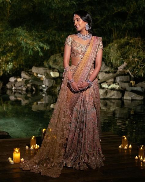 Repost @rheakapoor My spectacular @radhikamerchant in bespoke @taruntahiliani Styled with @shereenlovebug HMU @loveleen_makeupandhair… | Instagram Engagement Saree Look, Tarun Tahiliani Lehenga, Dolly Jain, Ceremony Outfit, Radhika Merchant, Dating Guide, Indian Bridal Photos, Celebrity Casual Outfits, Indian Bride Outfits