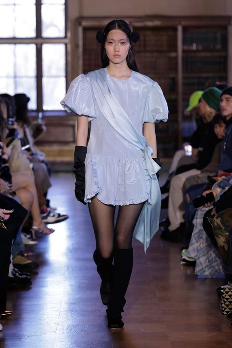 FW23 – SANDY LIANG Fashion Week Fall 2023, Hair Socks, Uniform Dress, Knit Outerwear, Sandy Liang, 2023 Collection, Fall 2023, Business Fashion, New York Fashion Week