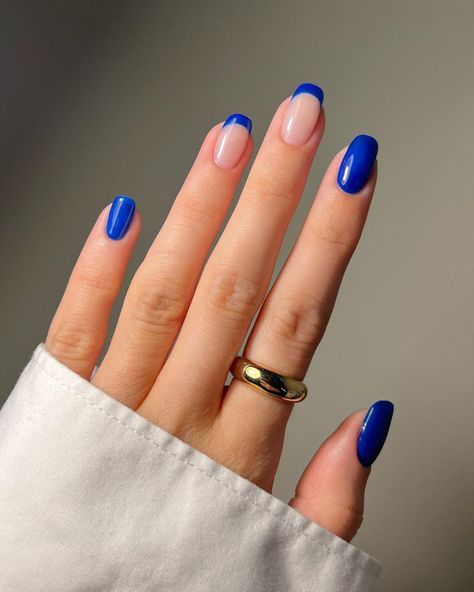 Navy Blue Wedding Nails, Blue Wedding Nails, Unghie Sfumate, Navy Blue Nails, Squoval Nails, Nail Color Trends, Spring Nail Colors, Navy Blue Wedding, Classy Nails